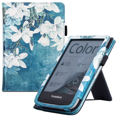 Husă cu suport pentru PocketBook 617 eReader 2022, husă premium din piele PU cu pornire manuală și repaus automat