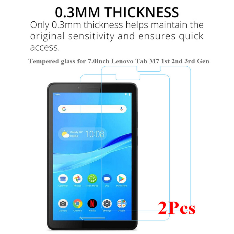 2Pcs/Paket Zaštita zaslona za 7'' Lenovo Tab M7 2019 2Gen 2021 3Gen Model TB-7305x/f/i TB-7306x/f/i HD Tablet Kaljeno staklo