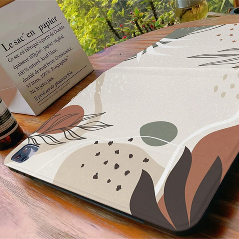 Abstract Flowers Leaves Esztétikus ipad tok Air 4 iPad Pro 2020 10.5 készülékhez ceruzatartóval 10.2 8 7. 12.9 2020 Mini 4 5 6 tok