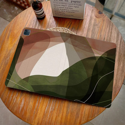 Estetinės linijos persidengimo spalvos iPad dėklas, skirtas Air 4 iPad Pro 11 2020 10.5 su pieštuko laikikliu 10.2 8 7th 12.9 2020 Mini 4 5 6 dangtelis