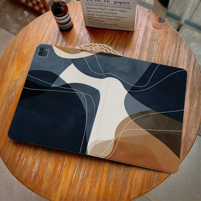 Estetinės linijos persidengimo spalvos iPad dėklas, skirtas Air 4 iPad Pro 11 2020 10.5 su pieštuko laikikliu 10.2 8 7th 12.9 2020 Mini 4 5 6 dangtelis