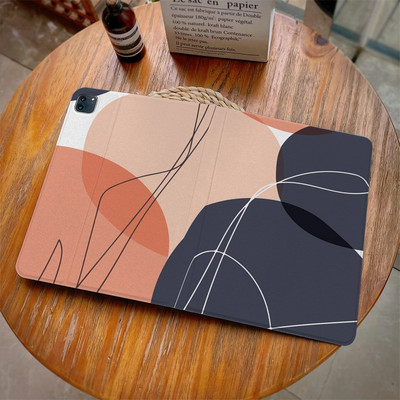 Estetinės linijos persidengimo spalvos iPad dėklas, skirtas Air 4 iPad Pro 11 2020 10.5 su pieštuko laikikliu 10.2 8 7th 12.9 2020 Mini 4 5 6 dangtelis