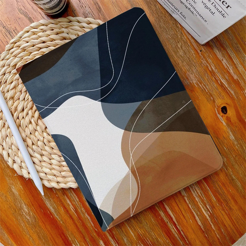 Estetinės linijos persidengimo spalvos iPad dėklas, skirtas Air 4 iPad Pro 11 2020 10.5 su pieštuko laikikliu 10.2 8 7th 12.9 2020 Mini 4 5 6 dangtelis