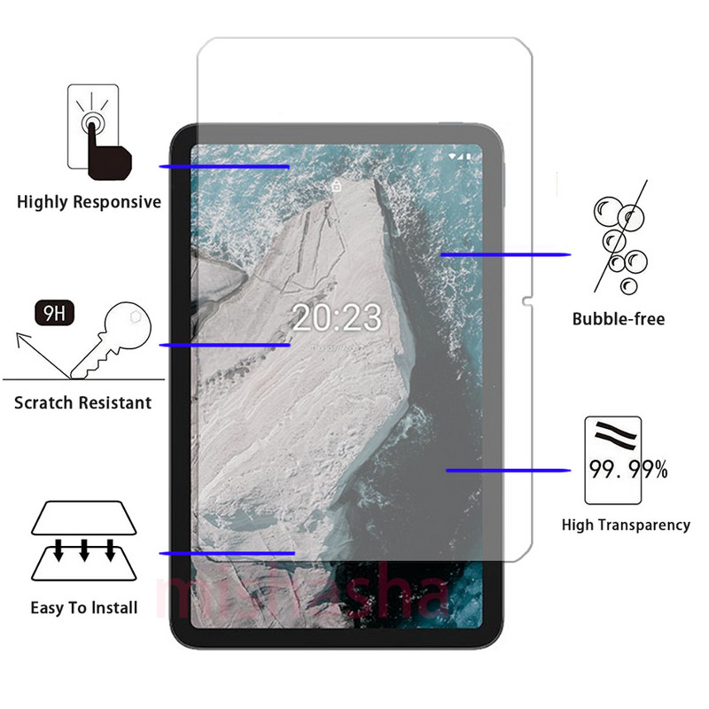 (2 paketa) 9HD kaljeno staklo za Nokiu T20 10.4 2021 TA-1392 TA-1397 TA-1394 360° Full Coverage Screen Protector