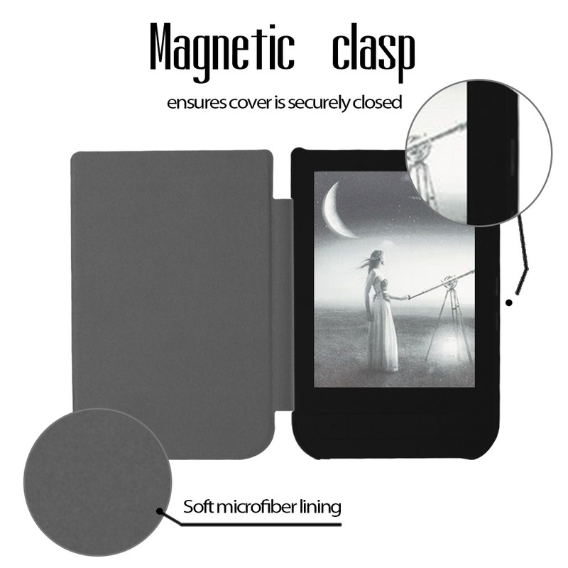 PU odinis dėklas, skirtas 2016 m. „Pocketbook Touch HD 631“ 6 colių elektroniniam skaitytuvui