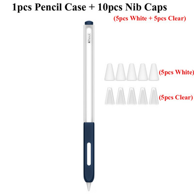Μολυβοθήκη για θήκη για Apple Pencil μανίκι 2ης γενιάς, Κάλυμμα λαβής σιλικόνης για στυλό tablet με 10 τμχ Καλύμματα μύτης μύτης