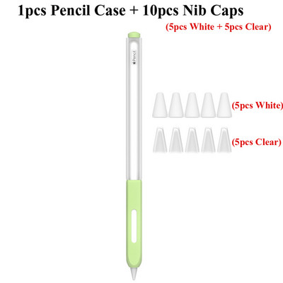 Μολυβοθήκη για θήκη για Apple Pencil μανίκι 2ης γενιάς, Κάλυμμα λαβής σιλικόνης για στυλό tablet με 10 τμχ Καλύμματα μύτης μύτης