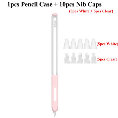 Μολυβοθήκη για θήκη για Apple Pencil μανίκι 2ης γενιάς, Κάλυμμα λαβής σιλικόνης για στυλό tablet με 10 τμχ Καλύμματα μύτης μύτης