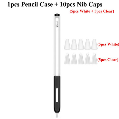 Μολυβοθήκη για θήκη για Apple Pencil μανίκι 2ης γενιάς, Κάλυμμα λαβής σιλικόνης για στυλό tablet με 10 τμχ Καλύμματα μύτης μύτης