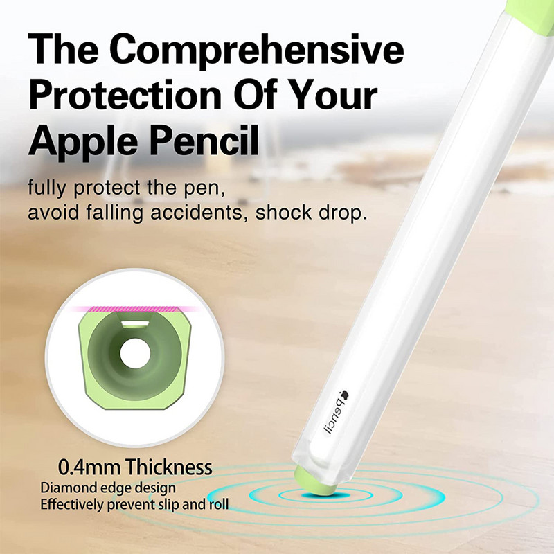 Μολυβοθήκη για θήκη για Apple Pencil μανίκι 2ης γενιάς, Κάλυμμα λαβής σιλικόνης για στυλό tablet με 10 τμχ Καλύμματα μύτης μύτης
