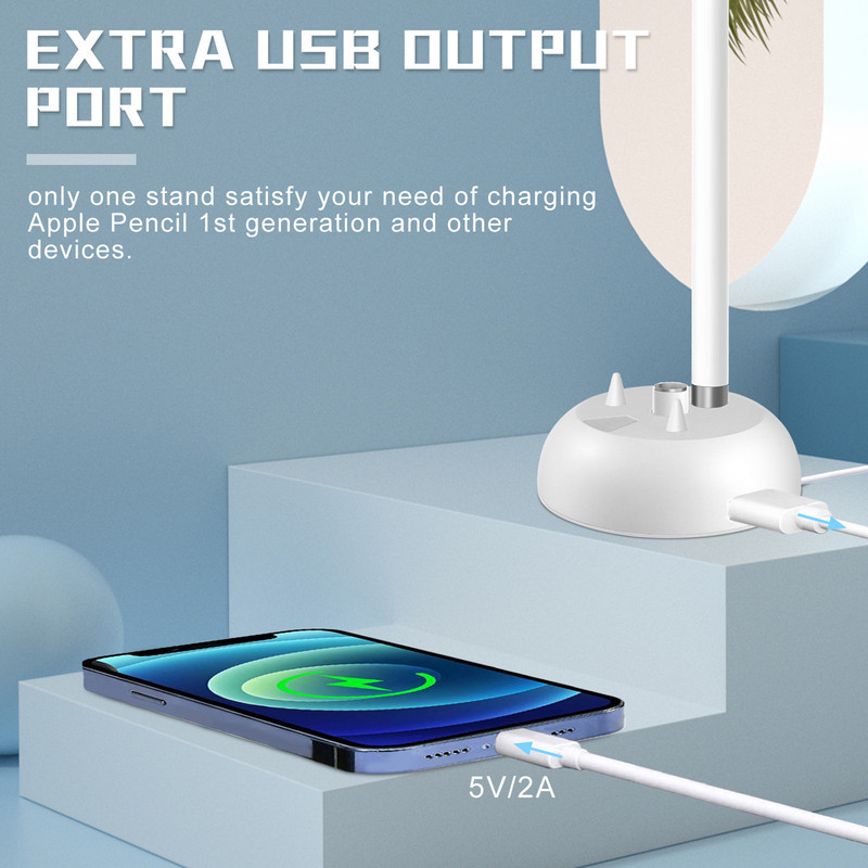 Stalak za punjenje za Apple Pencil 1. generacija prijenosnog držača olovke Stanica za punjenje Punjač Dock Adapter 1.2M USB kabel za punjenje