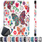 Kobo Nia tokhoz Aranyos pillangós virággal festett puha TPU hátsó intelligens védőburkolat Capa Kobo Nia fedélhez, automatikus alvó/ébresztő tollhoz