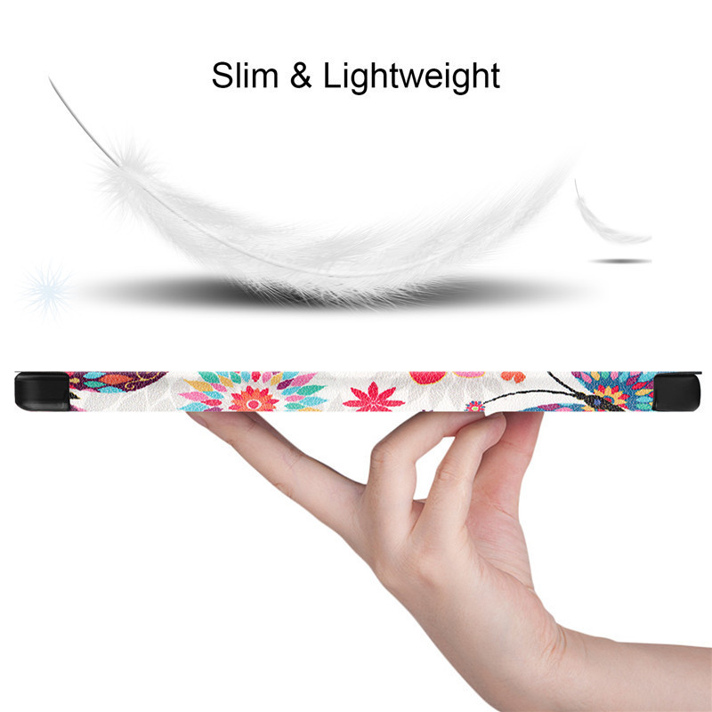 Kobo Nia tokhoz Aranyos pillangós virággal festett puha TPU hátsó intelligens védőburkolat Capa Kobo Nia fedélhez, automatikus alvó/ébresztő tollhoz