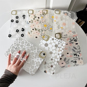 Csuklópántos táblagép tokok iPad mini 6 tokhoz 8,3" tartóval Aranyos színes virágos puha átlátszó borítás mini6 8,3 hüvelykes Shellhez