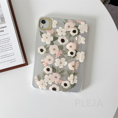 Csuklópántos táblagép tokok iPad mini 6 tokhoz 8,3" tartóval Aranyos színes virágos puha átlátszó borítás mini6 8,3 hüvelykes Shellhez