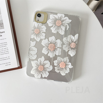 Csuklópántos táblagép tokok iPad mini 6 tokhoz 8,3" tartóval Aranyos színes virágos puha átlátszó borítás mini6 8,3 hüvelykes Shellhez