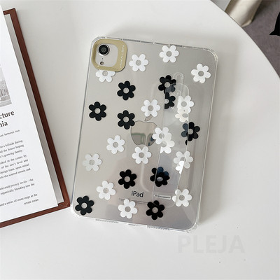 Csuklópántos táblagép tokok iPad mini 6 tokhoz 8,3" tartóval Aranyos színes virágos puha átlátszó borítás mini6 8,3 hüvelykes Shellhez