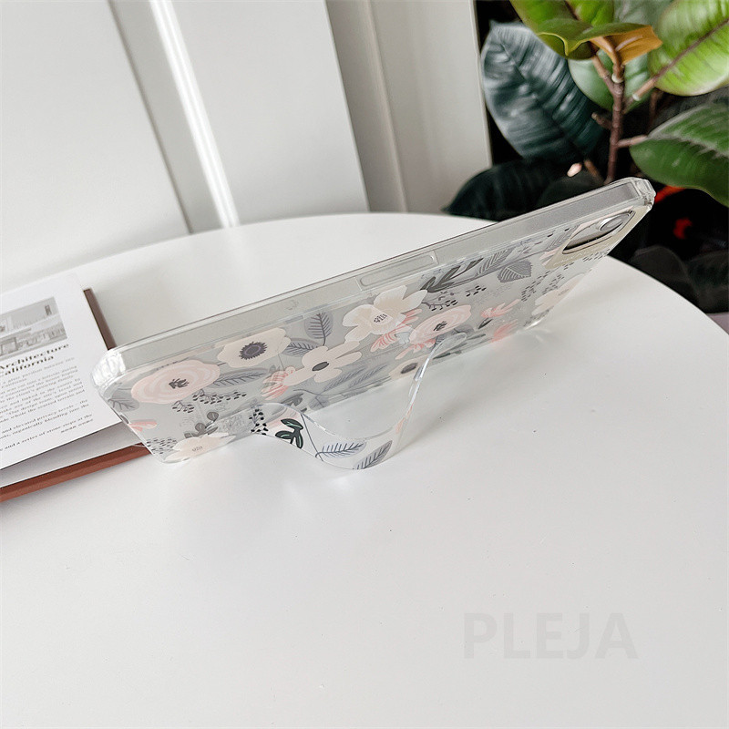 Csuklópántos táblagép tokok iPad mini 6 tokhoz 8,3" tartóval Aranyos színes virágos puha átlátszó borítás mini6 8,3 hüvelykes Shellhez