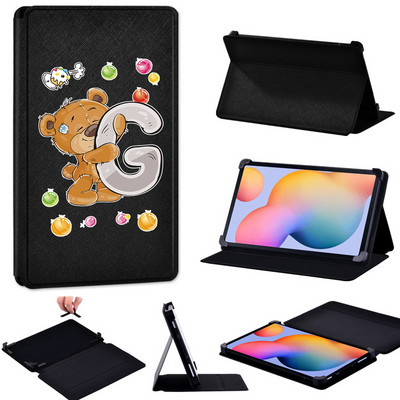 Tablet tok Samsung Tab S2 8.0/Tab S3/Tab S4 10.5/S5e T720/S6 T865/S6 Lite Bear Letters Bőr állvány Állítható méretű borítóhoz