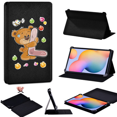 Tablet tok Samsung Tab S2 8.0/Tab S3/Tab S4 10.5/S5e T720/S6 T865/S6 Lite Bear Letters Bőr állvány Állítható méretű borítóhoz