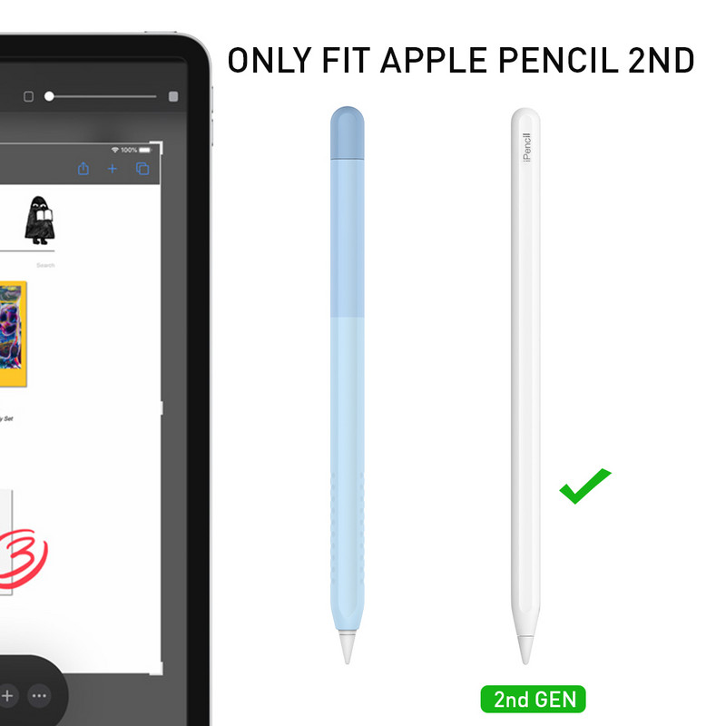 Skirtas Apple Pencil 2 Case Pieštuko dėklas Tablet Touch Stylus Pen Apsauginis dangtelis Maišelis Nešiojamas minkštas silikoninis dėklas, skirtas pieštukui 2nd