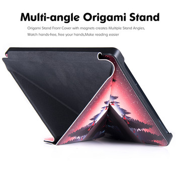 Тънък калъф за електронния четец Tolino Vision 6 (издание през 2021 г.) - Капак за стойка от първокласна PU кожа Origami с автоматично събуждане при заспиване