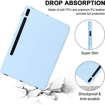 Тройно сгъваем калъф за Samsung Galaxy Tab S7 S8 5G 11 инча T870 X700 PU капак за таблет за Tab A8 X200 S6 Lite P610 Smart Stand Cover
