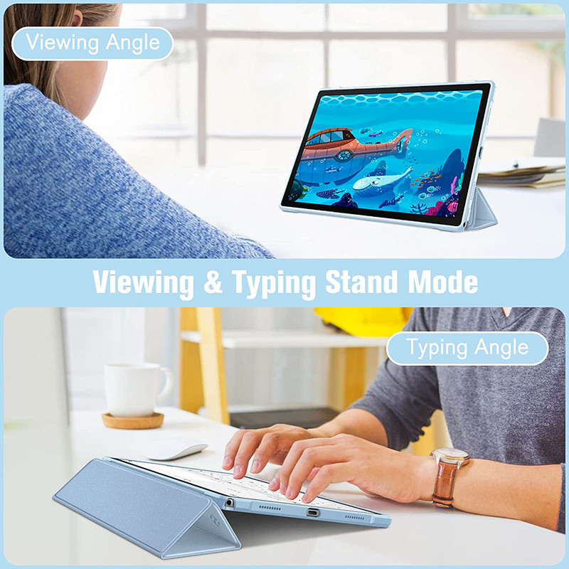 Trīskāršs korpuss Samsung Galaxy Tab S7 S8 5G 11 collu T870 X700 PU planšetdatora vāciņam Tab A8 X200 S6 Lite P610 viedajam statīva vāciņam