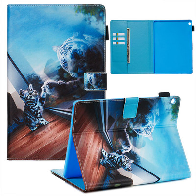 Tahvelarvuti ümbris Huawei Mediapad M3 Lite 10 10.1 BAH-W09 BAH-AL00 Tiger Cat PU nahast ümbris Media Pad M3 Lite 10 jaoks + Stylus
