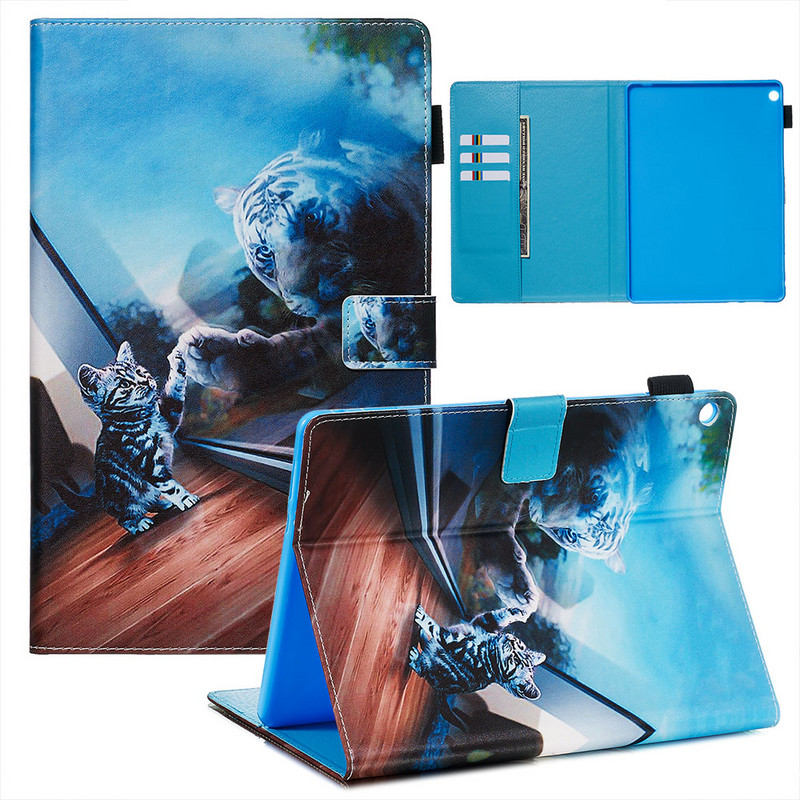 Tahvelarvuti ümbris Huawei Mediapad M3 Lite 10 10.1 BAH-W09 BAH-AL00 Tiger Cat PU nahast ümbris Media Pad M3 Lite 10 jaoks + Stylus