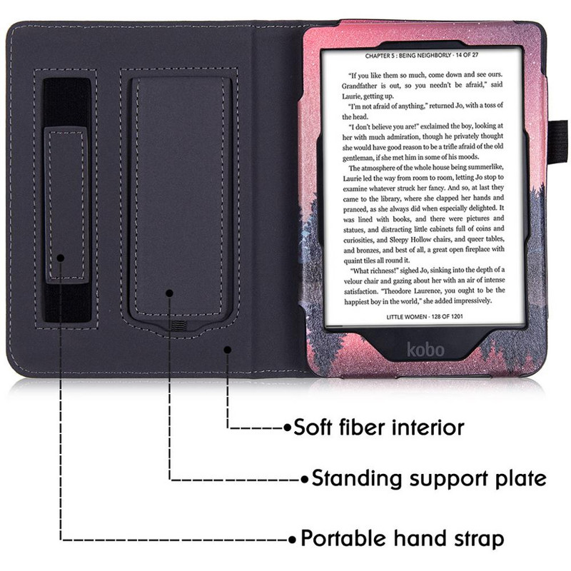 Husă cu suport AROITA pentru Kobo Clara HD - Husă de protecție inteligentă din piele PU cu curea de mână/Închidere magnetică/Auto Sleep/Wake