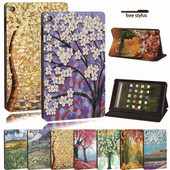 Dėklas Fire 7 5/7/9th Gen / HD 8 10 su alexa Printed Painting PU odos planšetinio kompiuterio stovo folijos dangteliu
