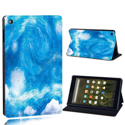 Dėklas Fire 7 5/7/9th Gen / HD 8 10 su alexa Printed Painting PU odos planšetinio kompiuterio stovo folijos dangteliu
