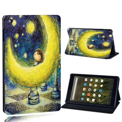Dėklas Fire 7 5/7/9th Gen / HD 8 10 su alexa Printed Painting PU odos planšetinio kompiuterio stovo folijos dangteliu