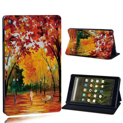 Dėklas Fire 7 5/7/9th Gen / HD 8 10 su alexa Printed Painting PU odos planšetinio kompiuterio stovo folijos dangteliu