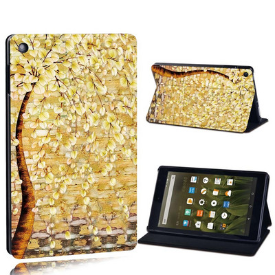 Dėklas Fire 7 5/7/9th Gen / HD 8 10 su alexa Printed Painting PU odos planšetinio kompiuterio stovo folijos dangteliu