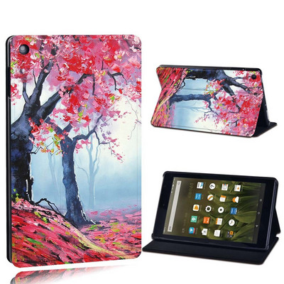 Dėklas Fire 7 5/7/9th Gen / HD 8 10 su alexa Printed Painting PU odos planšetinio kompiuterio stovo folijos dangteliu