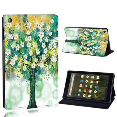 Dėklas Fire 7 5/7/9th Gen / HD 8 10 su alexa Printed Painting PU odos planšetinio kompiuterio stovo folijos dangteliu