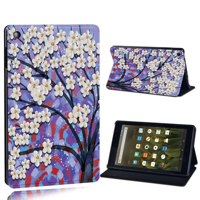 Dėklas Fire 7 5/7/9th Gen / HD 8 10 su alexa Printed Painting PU odos planšetinio kompiuterio stovo folijos dangteliu