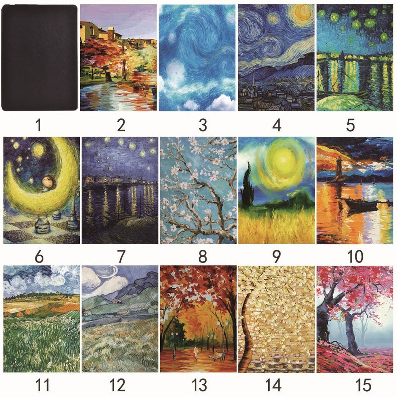 Dėklas Fire 7 5/7/9th Gen / HD 8 10 su alexa Printed Painting PU odos planšetinio kompiuterio stovo folijos dangteliu