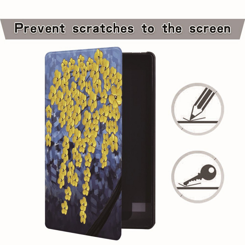 Dėklas Fire 7 5/7/9th Gen / HD 8 10 su alexa Printed Painting PU odos planšetinio kompiuterio stovo folijos dangteliu