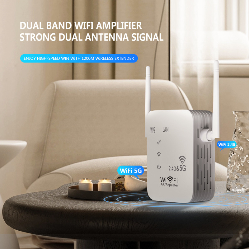 2.4G＆5Ghz belaidis WiFi kartotuvas Wi-Fi signalo stiprintuvas 1200Mbps WiFi stiprintuvas 5G Wi-Fi ilgo nuotolio plėstuvo prieigos taškas