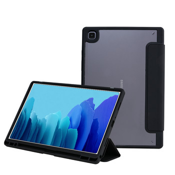 За калъф Samsung Tab A8 A7 2022, държач за молив, луксозен прозрачен гръб Smart Case за Funda Galaxy Tab A8 2022 A7 S6 Lite SM X200 T500