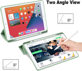 Funda Нов ipad 9-то поколение с държач за молив iPad 10,2 инча iPad 9 8 7 Тройна стойка Smart Case за ipad air 5-то поколение