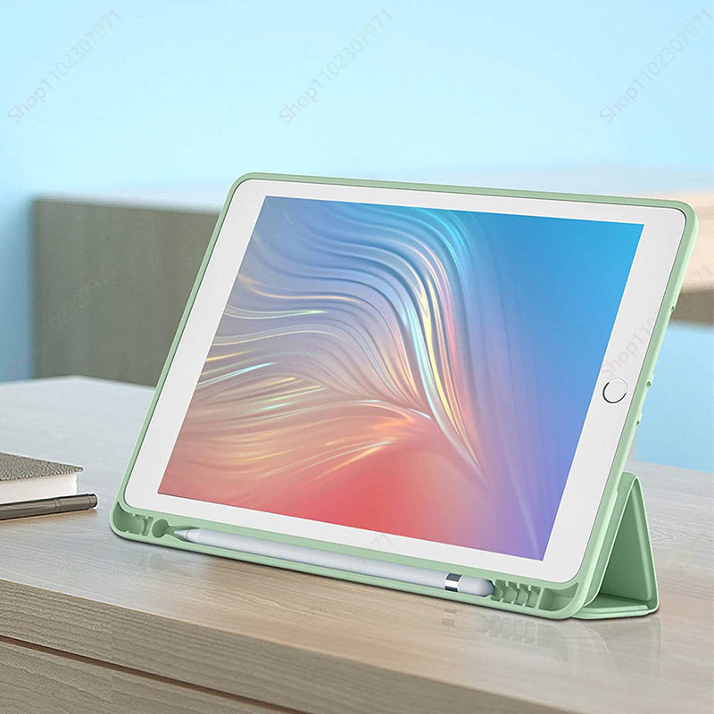 Funda Új ipad 9. generáció ceruzatartóval iPad 10,2 hüvelykes iPad 9 8 7 háromrészes állványos intelligens tok ipad air 5. generációhoz