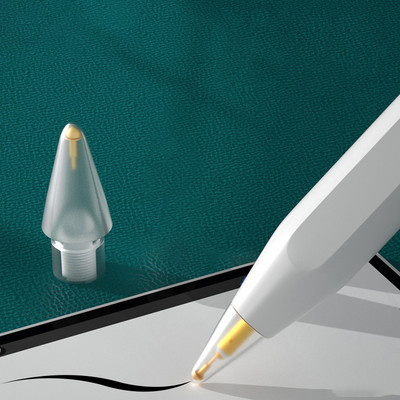 Átlátszó fém tollhegy csere az Apple Pencil 1. 2. generációs iPad Stylus 4.0 hegyes kétrétegű érintőképernyős tollhoz