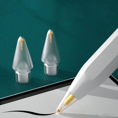 Átlátszó fém tollhegy csere az Apple Pencil 1. 2. generációs iPad Stylus 4.0 hegyes kétrétegű érintőképernyős tollhoz