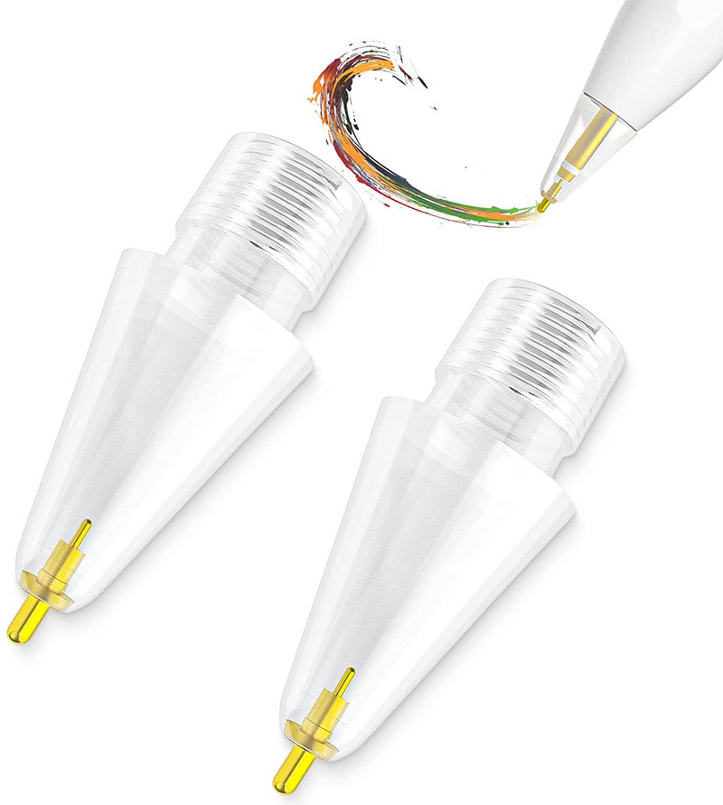 Átlátszó fém tollhegy csere az Apple Pencil 1. 2. generációs iPad Stylus 4.0 hegyes kétrétegű érintőképernyős tollhoz