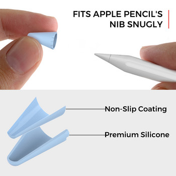 8бр. Калъф за резервен силиконов накрайник за Apple Pencil 1 2 Калъф за стилус със сензорен екран, защитно покритие за перо за Apple Pencil