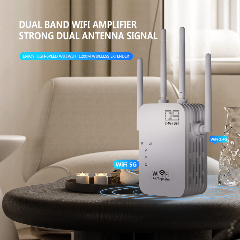 2,4G 5Ghz traadita WiFi-reiiter D9 Wi-Fi signaalivõimendi 1200Mbps WiFi võimendi 5G Wi-Fi pikamaa laiendus Wi-Fi võimendi